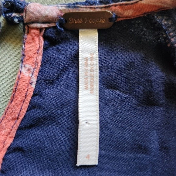 FREE PEOPLE EYES ON YOU PRINTED DRESS IN NAVY COMBO SIZE 4 FLORAL MINI - Picture 8 of 10